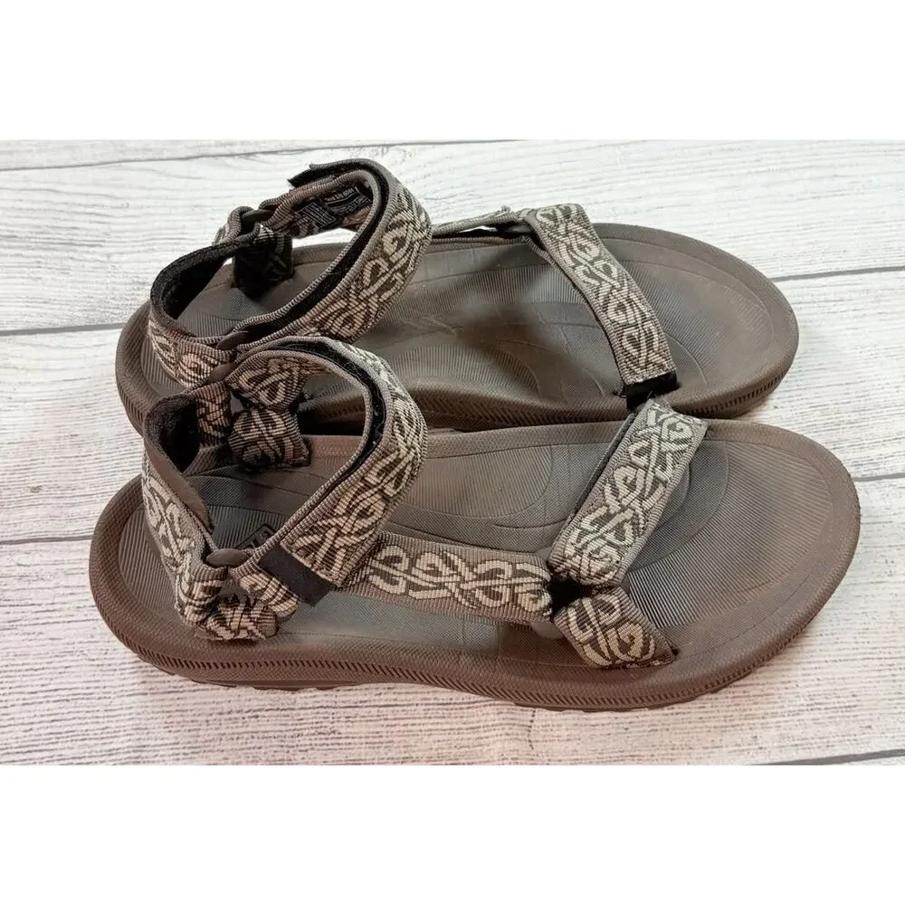 Teva Mens Strap Sandals 6584 Multi Print Waterproof Hook Loop Close Brown Size 8